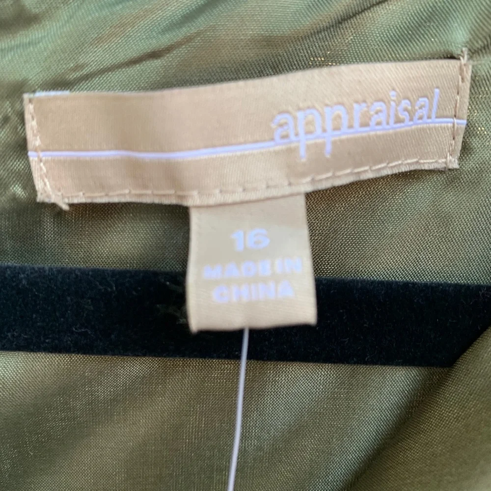 NWT!  APPRAISAL Sleeveless Olive Fully-lined Sheath, SZ 16 - Picture 6 of 14